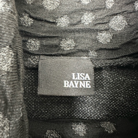 Lisa Bayne Gabrielle Dress Black Gray Long Sleeve Cowl Neck Sweater Dress Size S - Picture 10 of 12